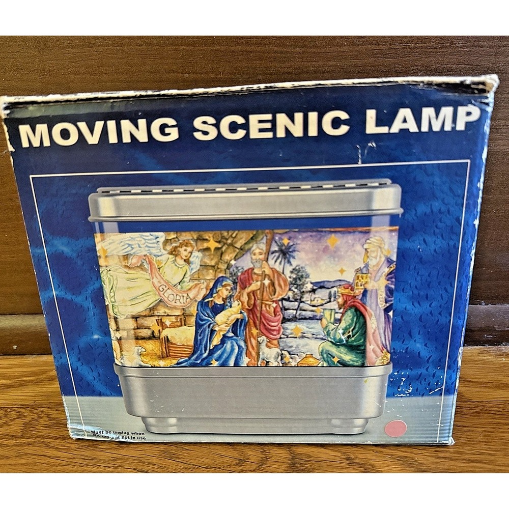 Rare Vtg Moving Scenic Lamp Rotating‎ Nativity Christmas Holiday Light Decor